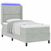 Pat cu arcuri cu benzi LED Gri deschis 100 x 200 cm Catifea - WALTI WALTI