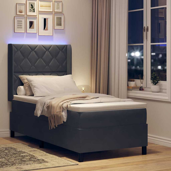 Pat cu arcuri cu benzi LED Gri închis 100 x 200 cm Catifea WALTI