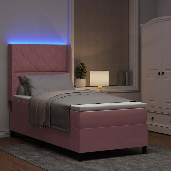 Pat cu arcuri cu benzi LED Roz 100 x 200 cm Catifea - WALTI WALTI