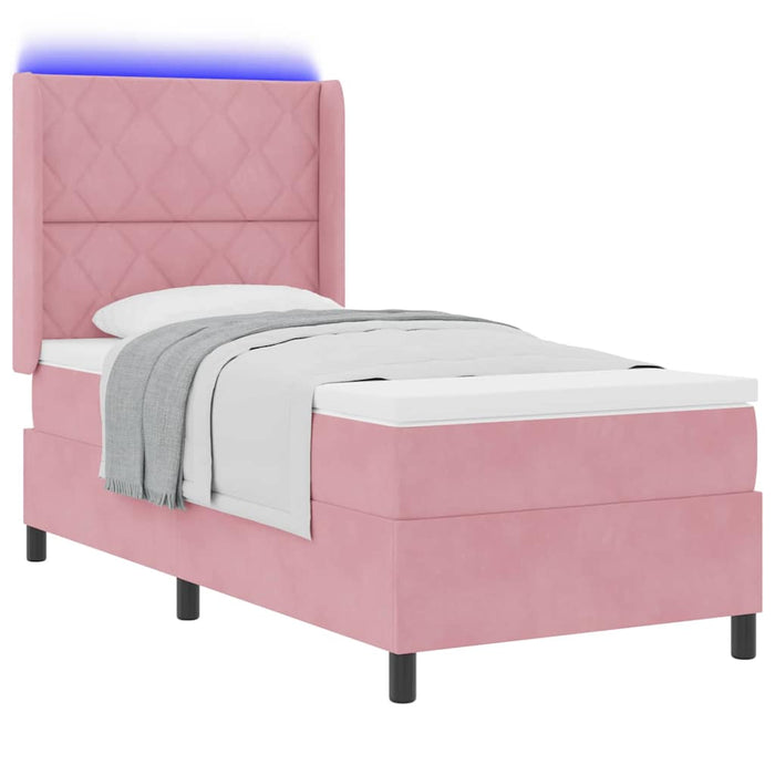 Pat cu arcuri cu benzi LED Roz 100 x 200 cm Catifea - WALTI WALTI