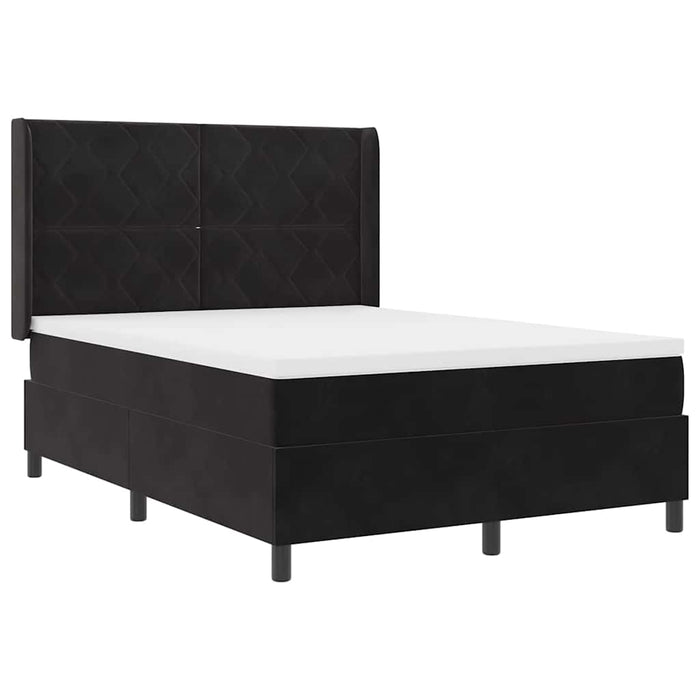 Pat cu arcuri cu benzi LED Negru 140 x 190 cm Catifea WALTI