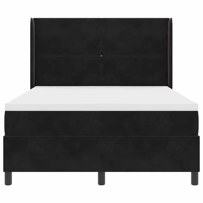 Pat cu arcuri cu benzi LED Negru 140 x 190 cm Catifea WALTI