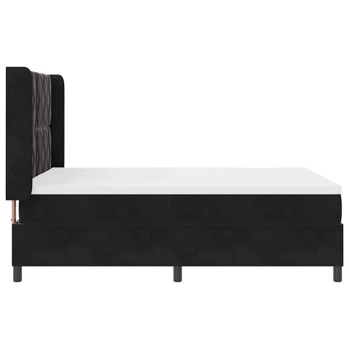 Pat cu arcuri cu benzi LED Negru 140 x 190 cm Catifea WALTI