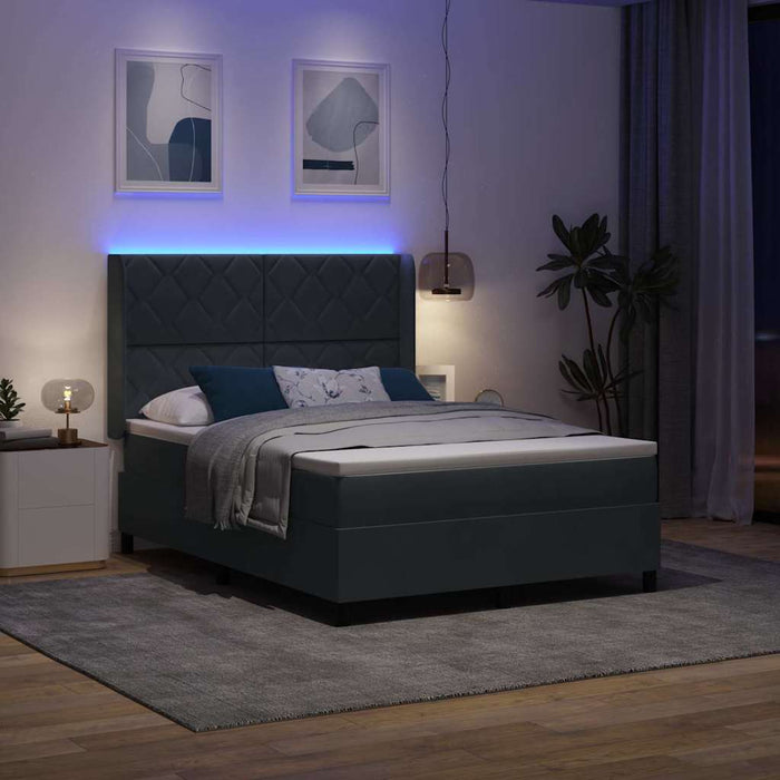 Pat cu arcuri cu benzi LED Gri închis 140 x 200 cm Catifea WALTI