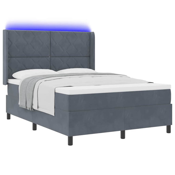 Pat cu arcuri cu benzi LED Gri închis 140 x 200 cm Catifea WALTI