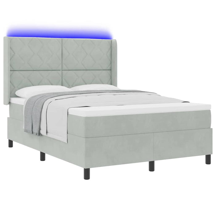 Pat cu arcuri cu benzi LED Gri deschis 160 x 200 cm Catifea - WALTI WALTI