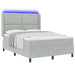 Pat cu arcuri cu benzi LED Gri deschis 160 x 200 cm Catifea - WALTI WALTI