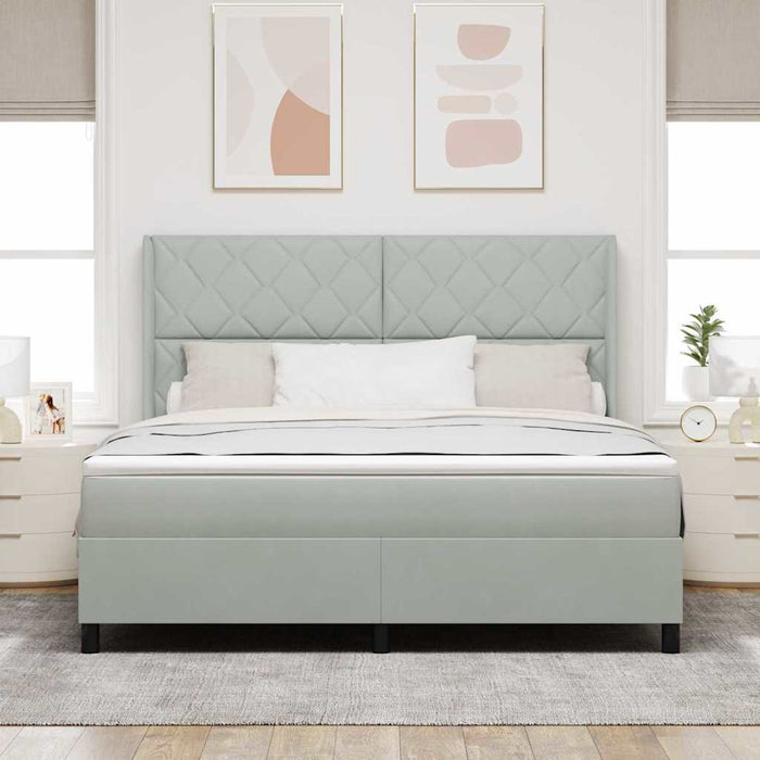 Pat cu arcuri cu saltea cu led Gri deschis 180 x 200 cm Catifea - WALTI WALTI