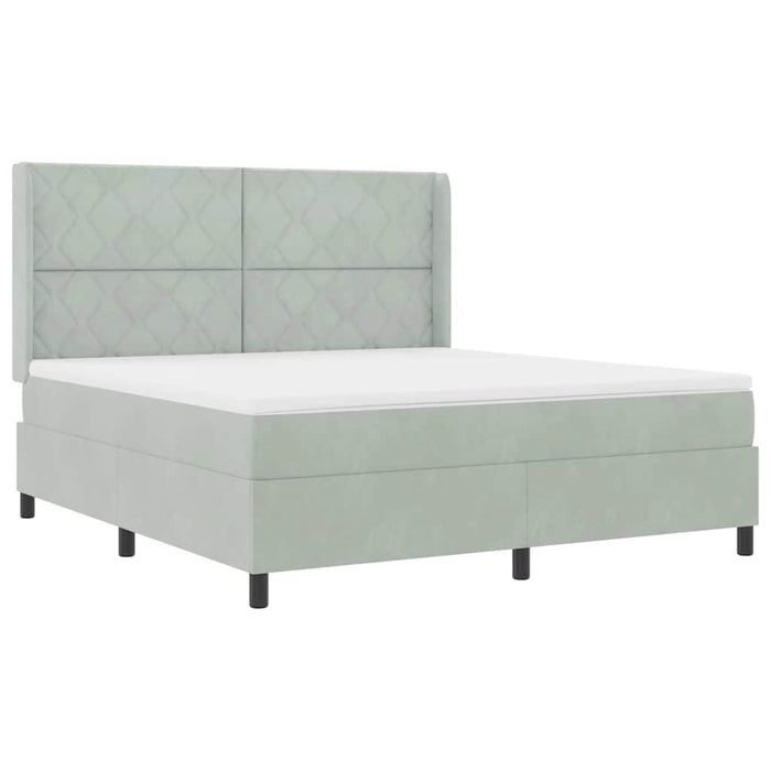Pat cu arcuri cu saltea cu led Gri deschis 180 x 200 cm Catifea - WALTI WALTI
