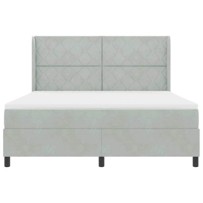 Pat cu arcuri cu saltea cu led Gri deschis 180 x 200 cm Catifea - WALTI WALTI