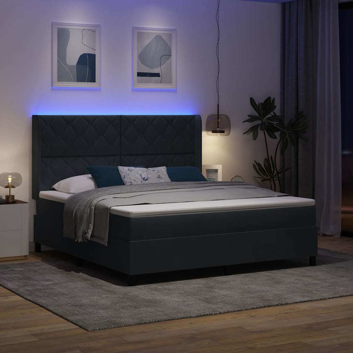 Pat cu arcuri cu benzi LED Gri închis 180 x 200 cm Catifea WALTI