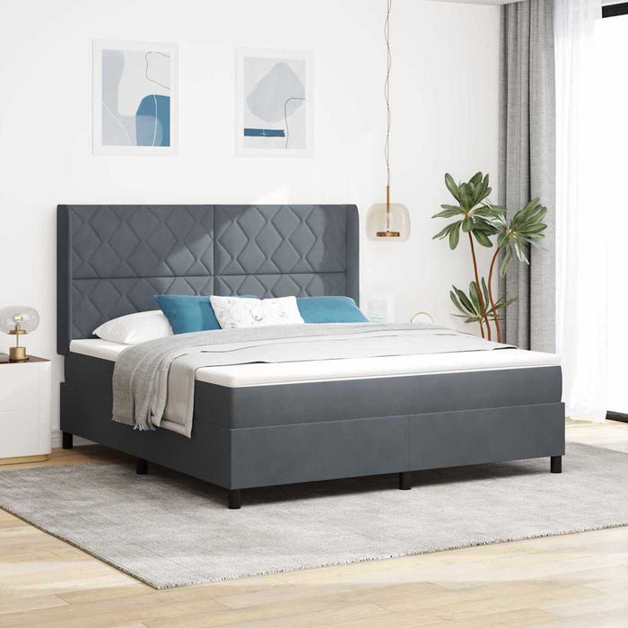 Pat cu arcuri cu benzi LED Gri închis 180 x 200 cm Catifea WALTI