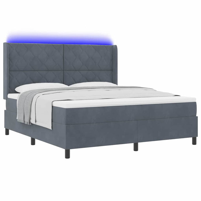 Pat cu arcuri cu benzi LED Gri închis 180 x 200 cm Catifea WALTI