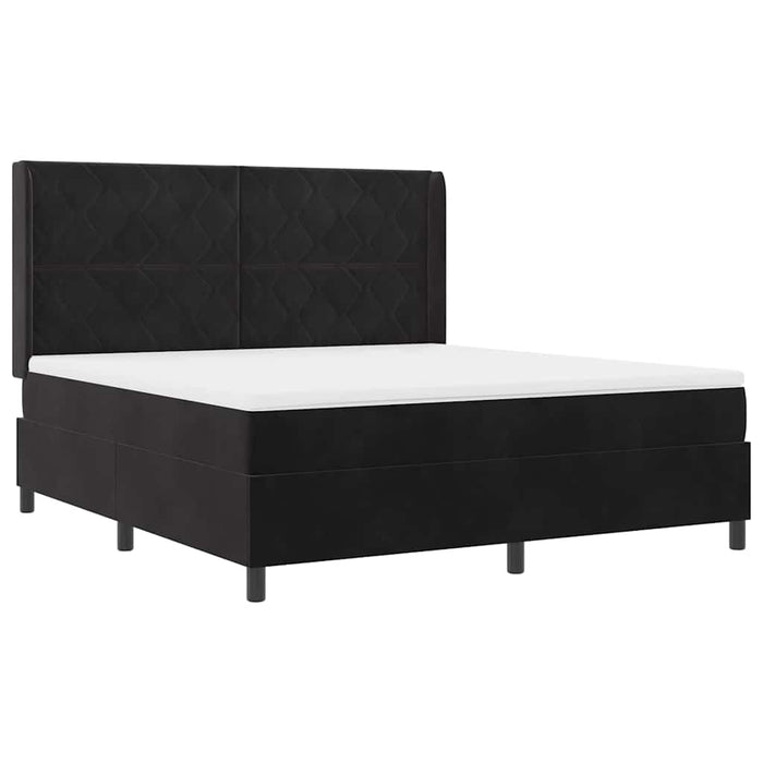 Pat cu arcuri cu benzi LED Negru 180 x 200 cm Catifea WALTI