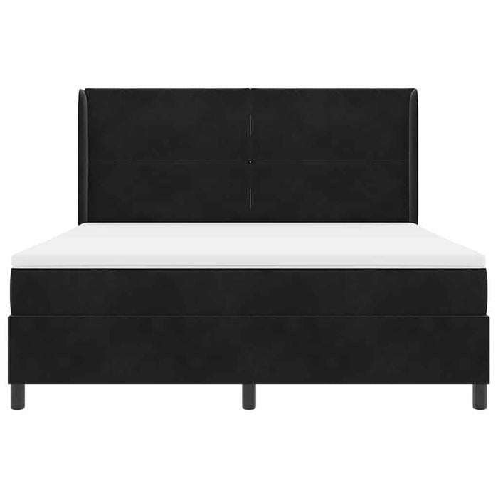 Pat cu arcuri cu benzi LED Negru 180 x 200 cm Catifea WALTI