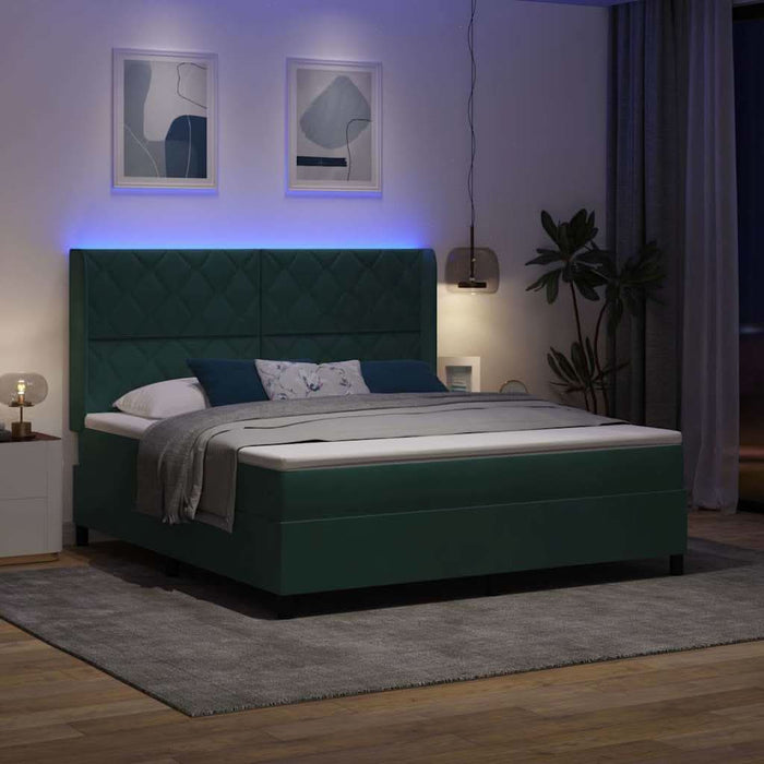 Pat cu arcuri cu benzi LED Verde închis 180 x 200 cm Catifea WALTI