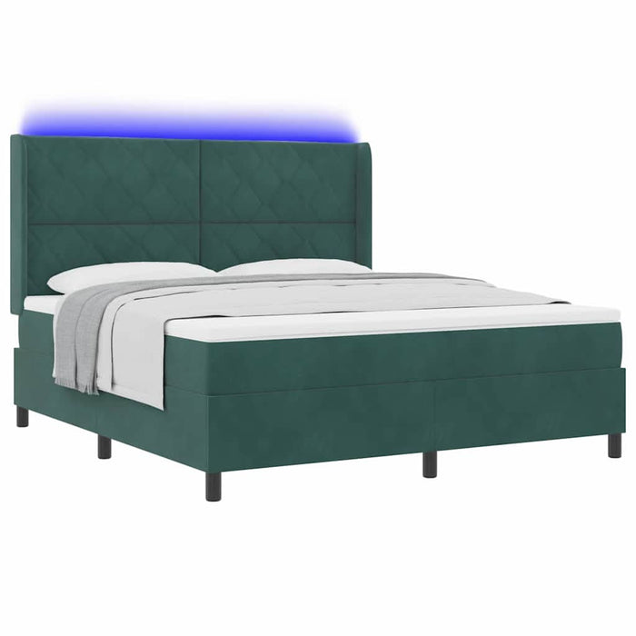 Pat cu arcuri cu benzi LED Verde închis 180 x 200 cm Catifea WALTI