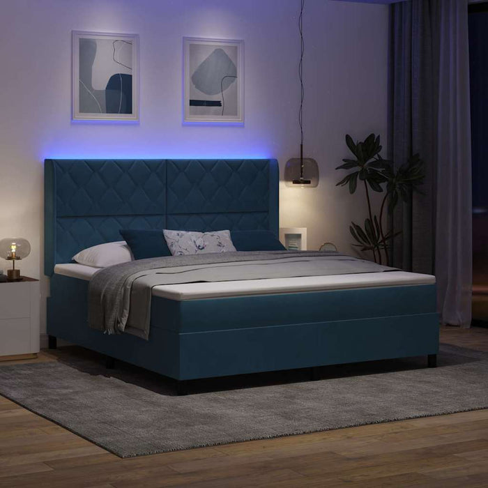 Pat cu arcuri cu saltea cu led albastru 180 x 200 cm Catifea - WALTI WALTI