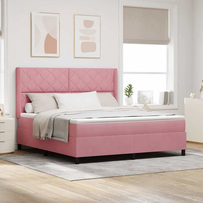 Pat cu arcuri cu saltea cu led Roz 180 x 200 cm Catifea - WALTI WALTI