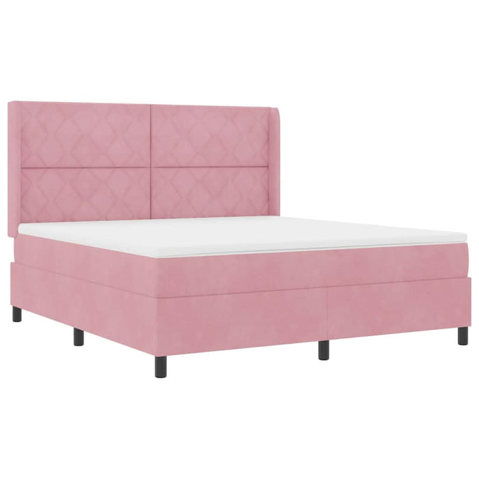 Pat cu arcuri cu saltea cu led Roz 180 x 200 cm Catifea - WALTI WALTI