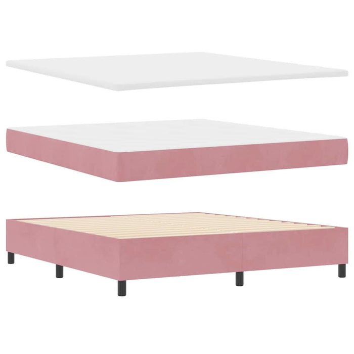 Pat cu arcuri cu saltea cu led Roz 180 x 200 cm Catifea - WALTI WALTI