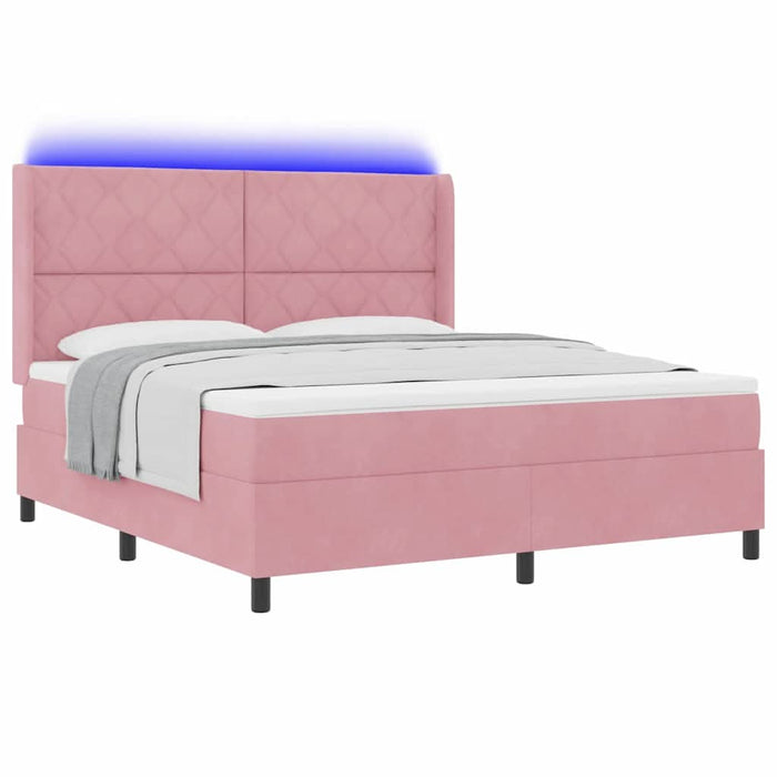 Pat cu arcuri cu saltea cu led Roz 180 x 200 cm Catifea - WALTI WALTI
