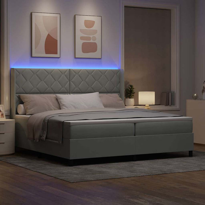 Pat cu arcuri cu benzi LED Gri deschis 200 x 200 cm Catifea - WALTI WALTI