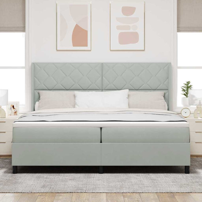 Pat cu arcuri cu benzi LED Gri deschis 200 x 200 cm Catifea - WALTI WALTI