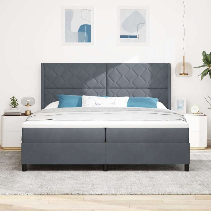 Pat cu arcuri cu benzi LED Gri închis 200 x 200 cm Catifea WALTI