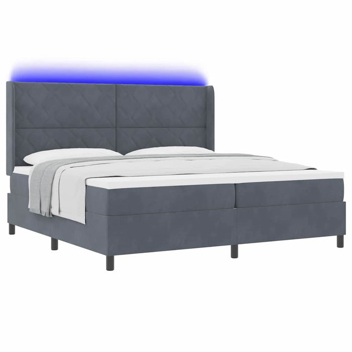 Pat cu arcuri cu benzi LED Gri închis 200 x 200 cm Catifea WALTI