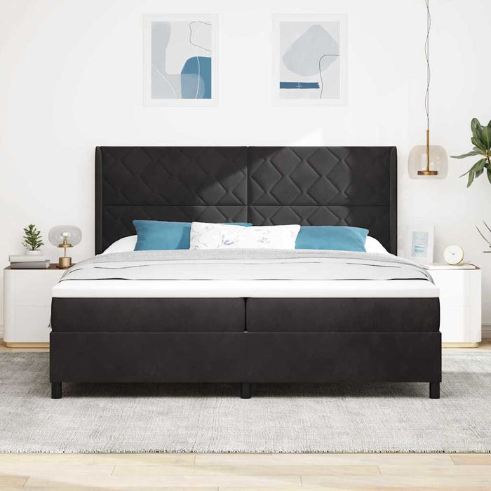 Pat cu arcuri cu benzi LED Negru 200 x 200 cm Catifea WALTI