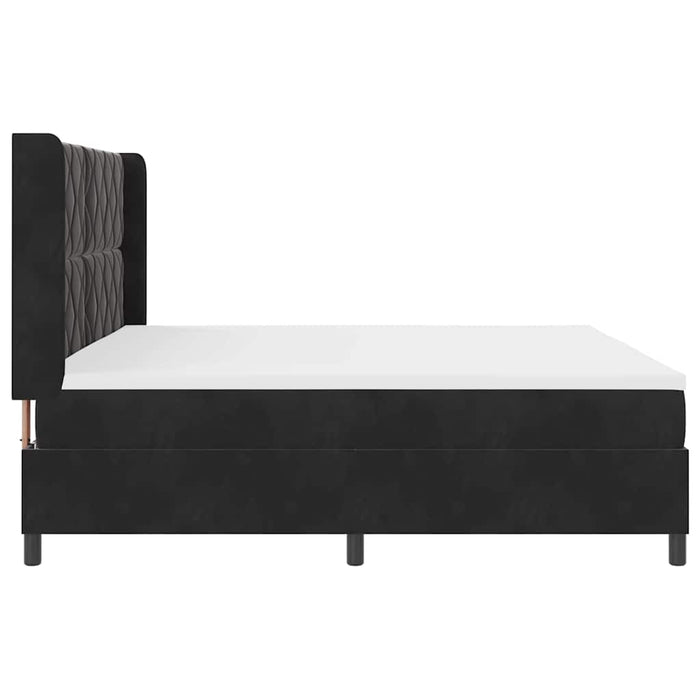 Pat cu arcuri cu benzi LED Negru 200 x 200 cm Catifea WALTI