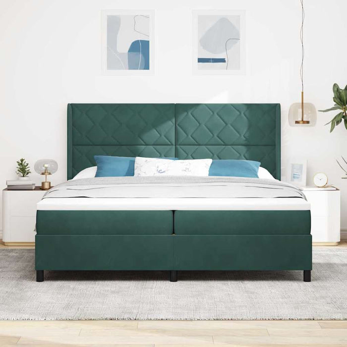 Pat cu arcuri cu benzi LED Verde închis 200 x 200 cm Catifea WALTI
