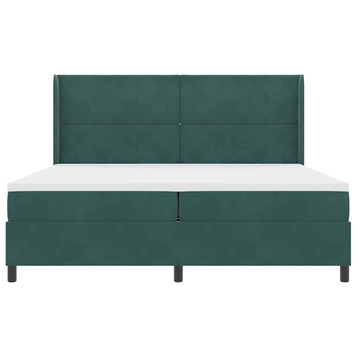 Pat cu arcuri cu benzi LED Verde închis 200 x 200 cm Catifea WALTI