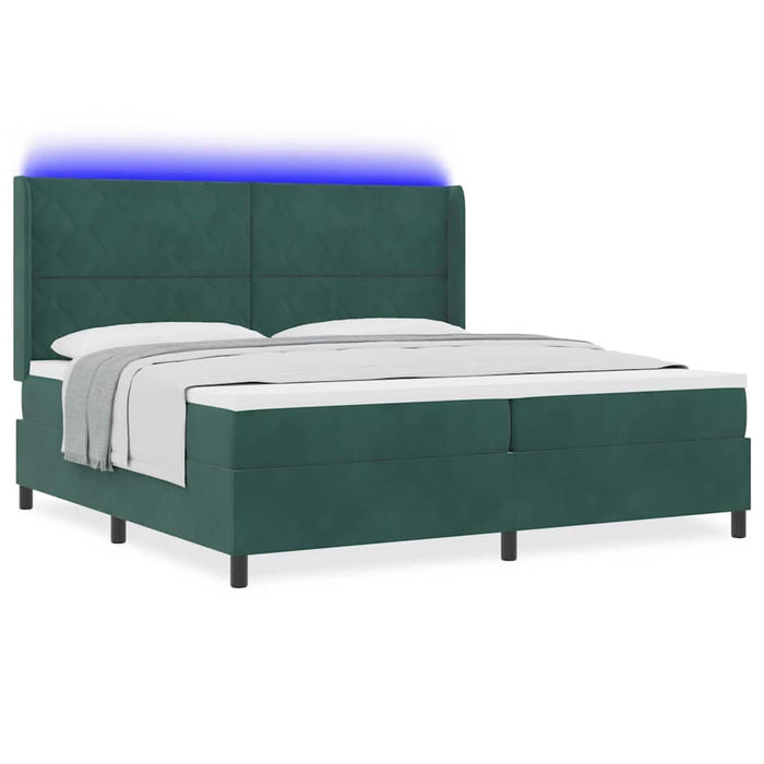 Pat cu arcuri cu benzi LED Verde închis 200 x 200 cm Catifea WALTI