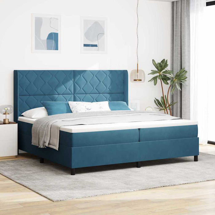 Pat cu arcuri cu benzi LED albastru 200 x 200 cm Catifea - WALTI WALTI