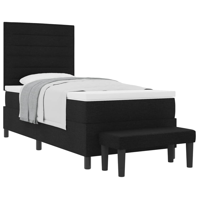 Pat cu arcuri cu saltea cu headboard Negru 80 x 200 cm țesătură - WALTI WALTI