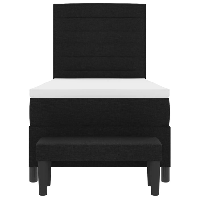 Pat cu arcuri cu saltea cu headboard Negru 80 x 200 cm țesătură - WALTI WALTI