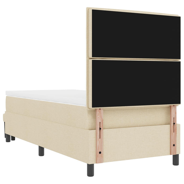 Pat cu arcuri cu headboard Crem 80 x 200 cm țesătură WALTI