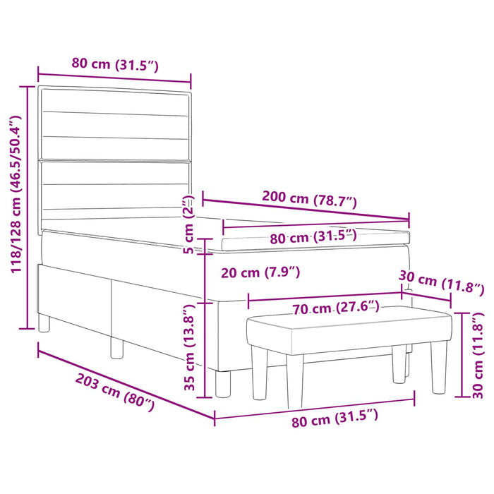 Pat cu arcuri cu saltea albastru 80 x 200 cm țesătură - WALTI WALTI