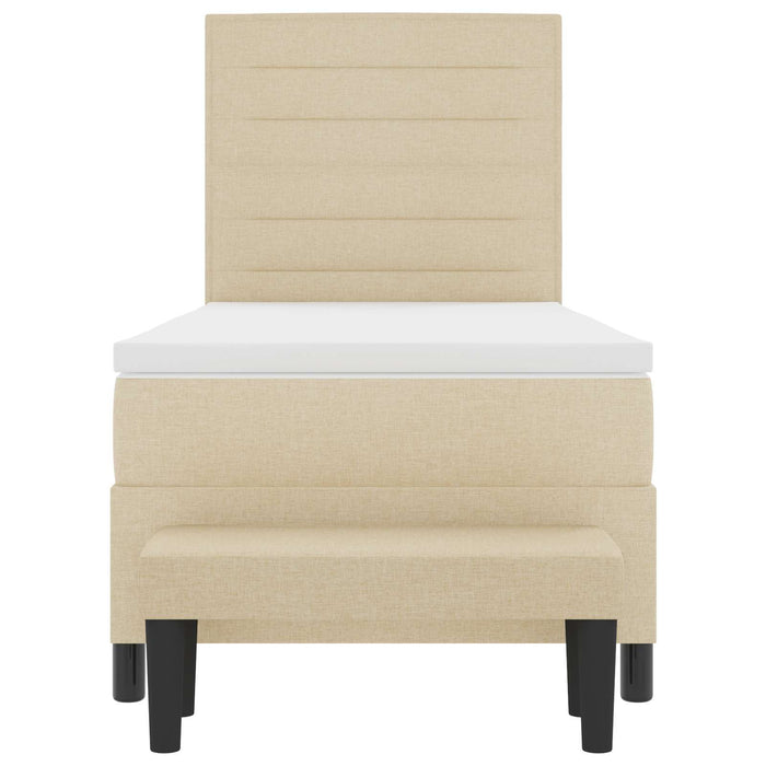 Pat cu arcuri cu saltea cu headboard Crem 90 x 190 cm țesătură - WALTI WALTI