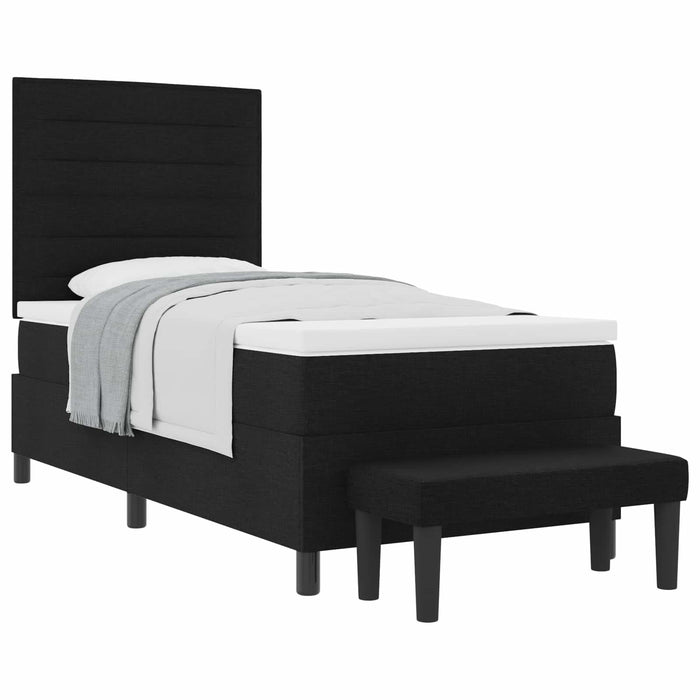 Pat cu arcuri cu saltea cu headboard Negru 90 x 200 cm țesătură - WALTI WALTI