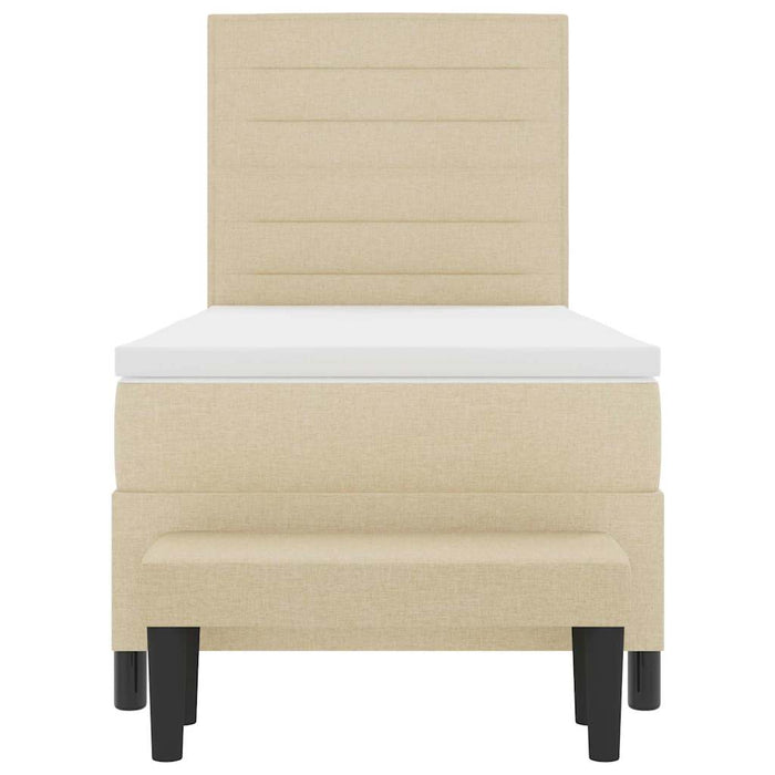Pat cu arcuri cu saltea cu headboard Crem 90 x 200 cm țesătură - WALTI WALTI