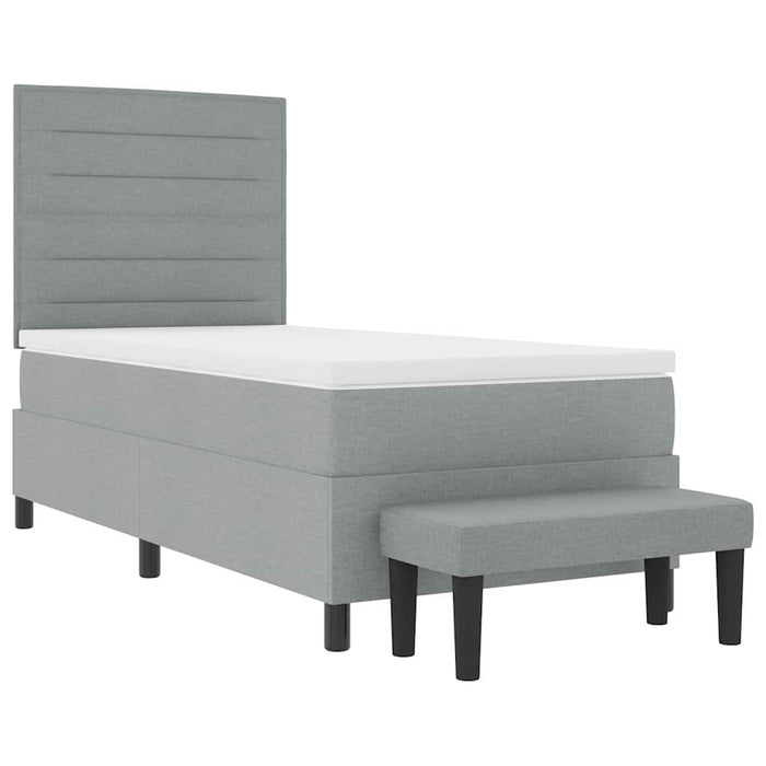 Pat cu arcuri cu saltea Gri deschis 100 x 200 cm țesătură - WALTI WALTI
