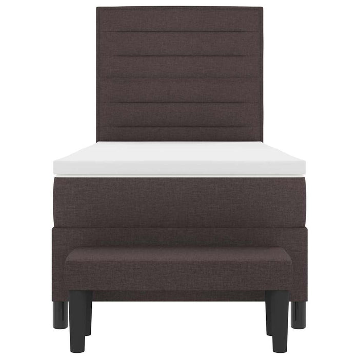 Pat cu arcuri cu headboard Maro închis 100 x 200 cm țesătură - WALTI WALTI