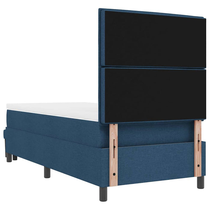 Pat cu arcuri cu headboard albastru 100 x 200 cm țesătură WALTI