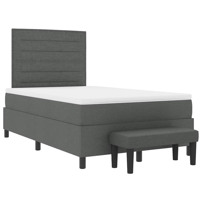 Pat cu arcuri cu saltea Gri închis 120 x 190 cm țesătură - WALTI WALTI