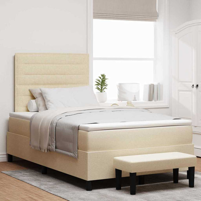 Pat cu arcuri cu saltea cu headboard Crem 120 x 190 cm țesătură - WALTI WALTI