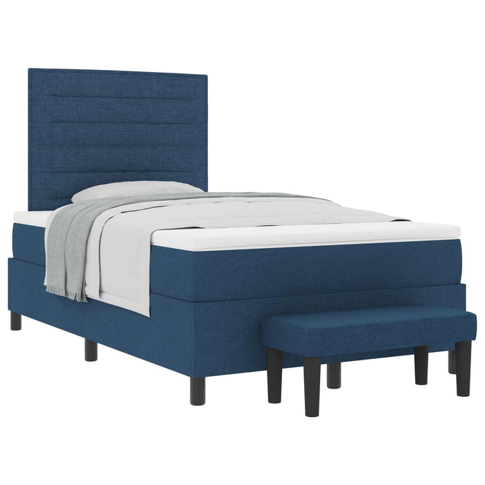 Pat cu arcuri cu headboard albastru 120 x 190 cm țesătură - WALTI WALTI