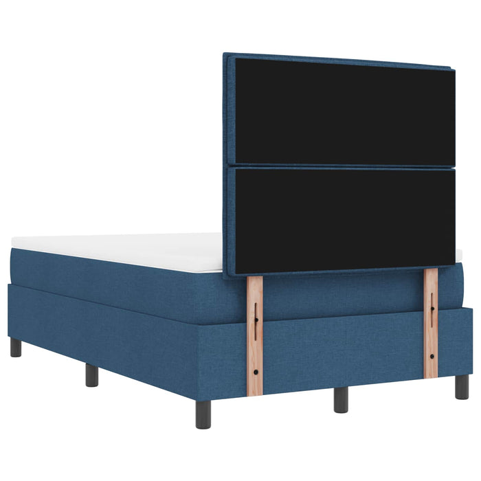 Pat cu arcuri cu headboard albastru 120 x 190 cm țesătură - WALTI WALTI